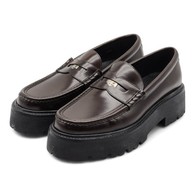 Celine Penny Chunky Loafers - Leather - Brown - 43