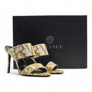 Versace Baroque-Print Virtus V Stiletto Sandals  - Leather - White - 37