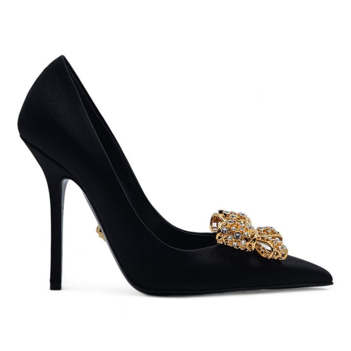 Versace Embellished Pumps 100 mm - Satin - Black - EU 36 / US 5.5