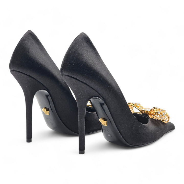 Versace Embellished Pumps 100 mm - Satin - Black - EU 36 / US 5.5