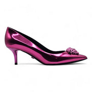 Versace Le Medusa Kitten Heel Pumps - Leather - Fuchsia Pink - 36