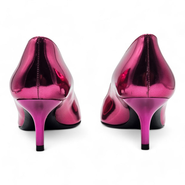 Versace Le Medusa Kitten Heel Pumps - Leather - Fuchsia Pink - 36