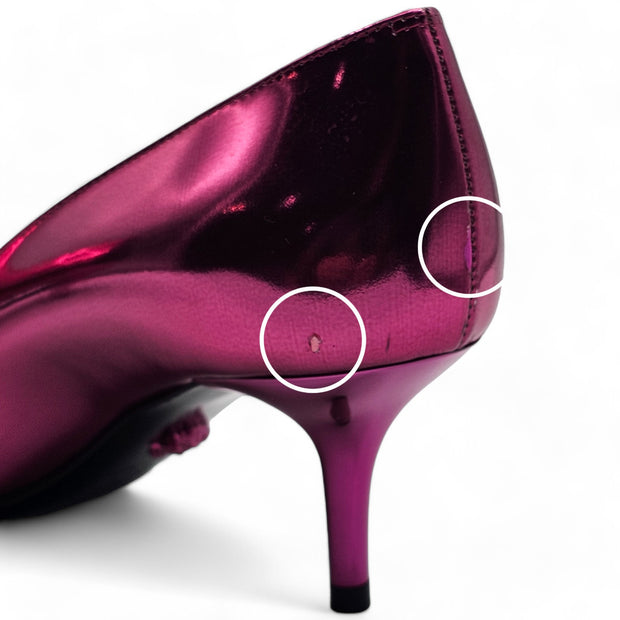 Versace Le Medusa Kitten Heel Pumps - Leather - Fuchsia Pink - 36