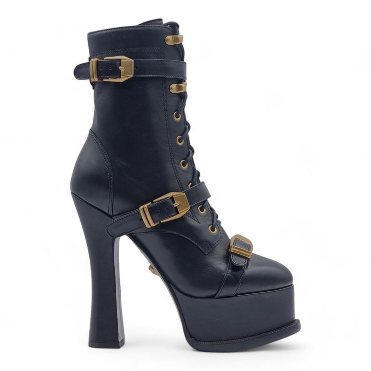 Versace Platform Ankle Booties - Nappa Leather - Black - Size 35.5