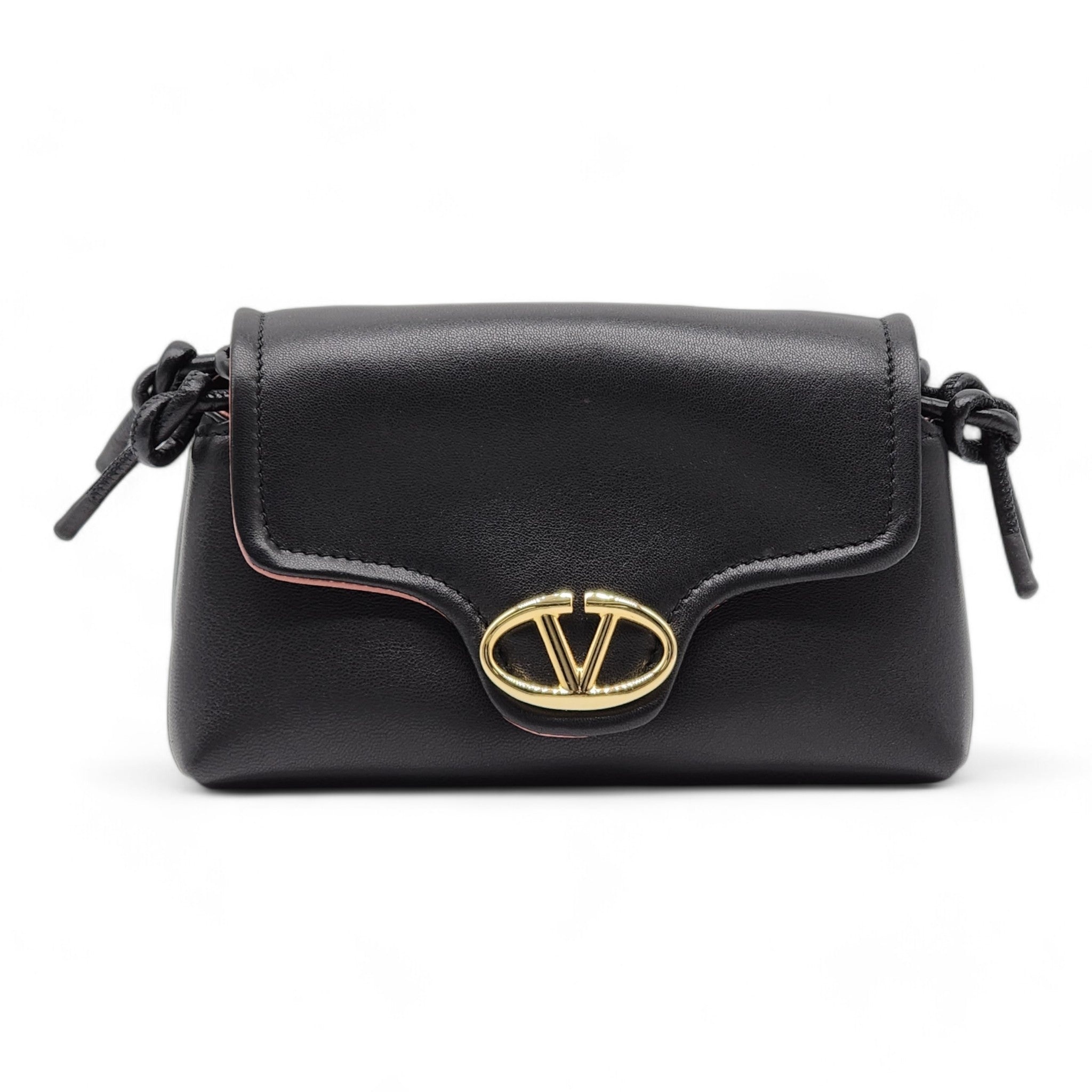 ショルダーバッグ・ポシェット VALENTINO BLACK LEATHER SMALL VLOGO SHOULDER BAG Valentino Mini VLOGO East/West Shoulder Bag - Leather