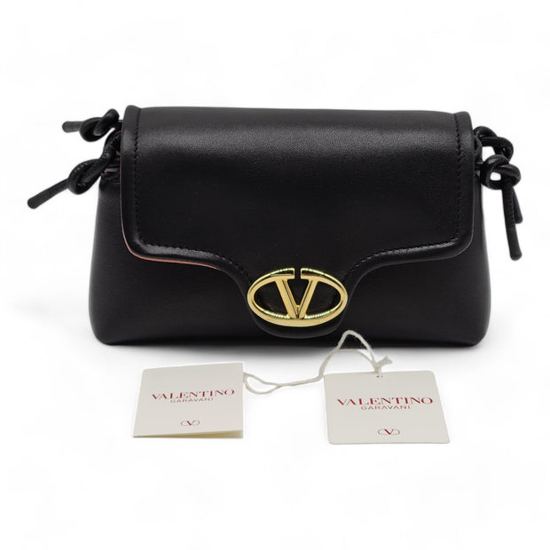 Valentino Mini VLOGO East/West Shoulder Bag - Leather - Black