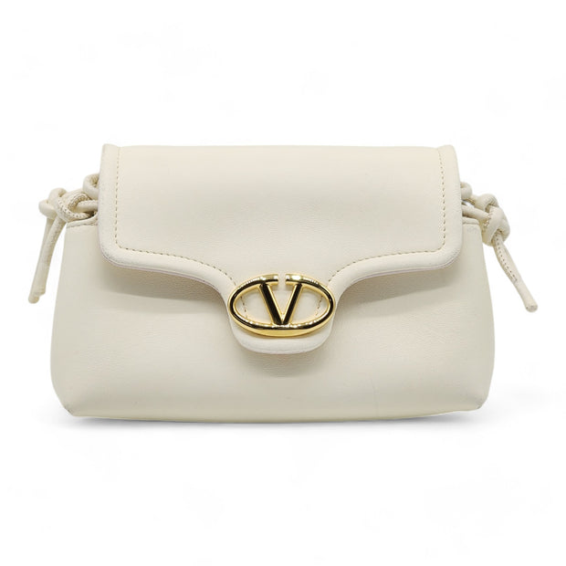 Valentino Mini VLOGO East/West Shoulder Bag - Leather - Ivory