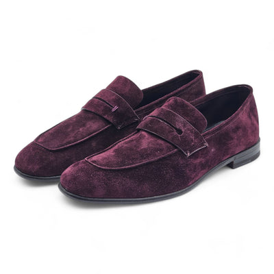 Zegna L'Asola Penny Loafers - Suede - Burgundy