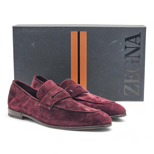 Zegna L'Asola Penny Loafers - Suede - Burgundy