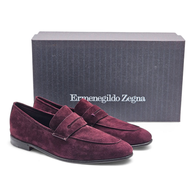 Zegna L'Asola Penny Loafers - Suede - Burgundy