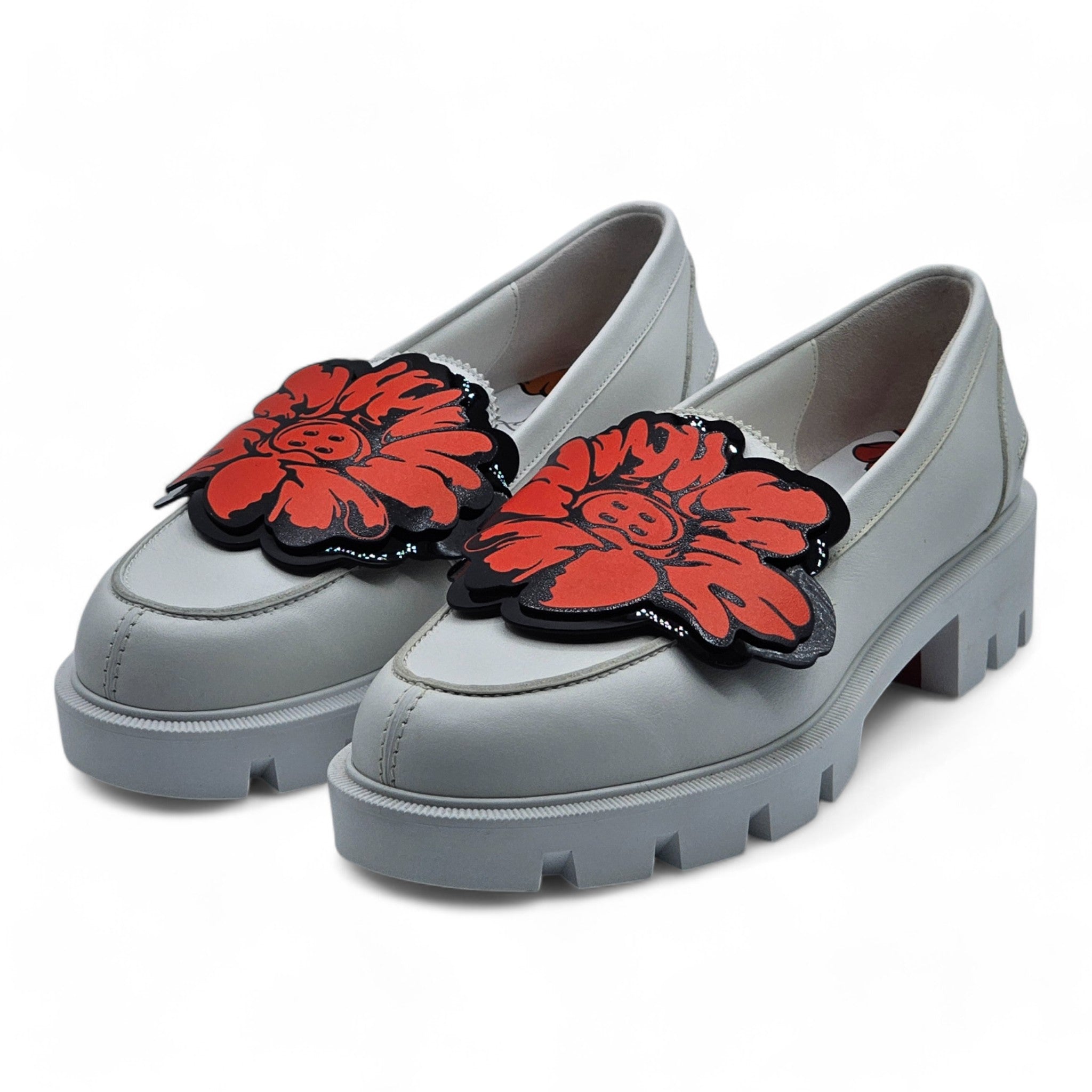 Christian Louboutin x Shun Sudo Button Flower Moc Toe Lug Leather