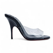 Christian Louboutin Just Arch Mules 100mm - PVC and Patent Leather - Black 35.5