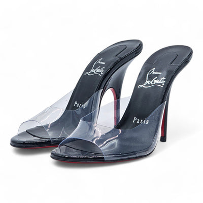 Christian Louboutin Just Arch Mules 100mm - PVC and Patent Leather - Black 35.5