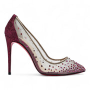 Christian Louboutin Follies Strass Crystal Pumps - Mesh and Leather - Nude 35.5