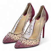 Christian Louboutin Follies Strass Crystal Pumps - Mesh and Leather - Nude 35.5