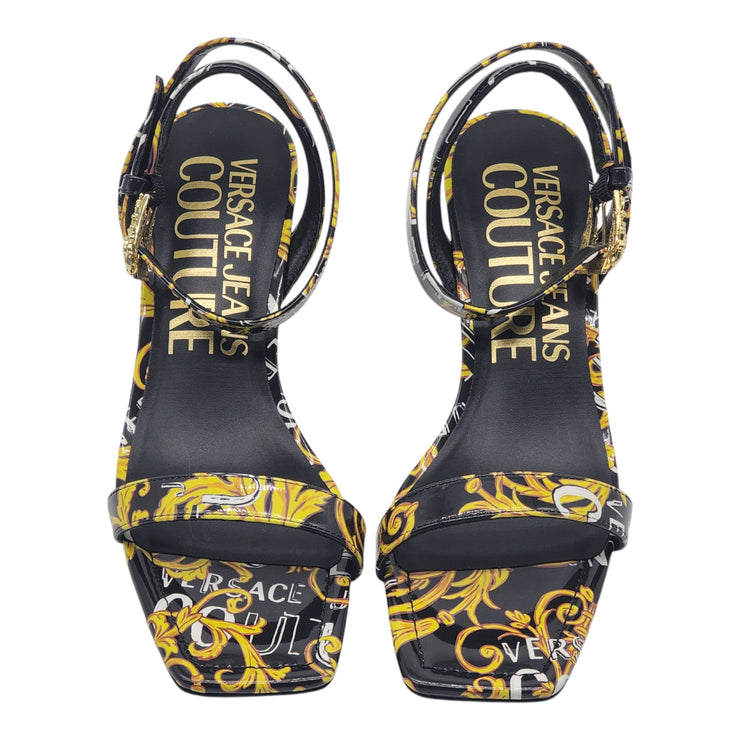 Versace Jeans Couture Fiona Heeled Sandals - Black & Gold 38