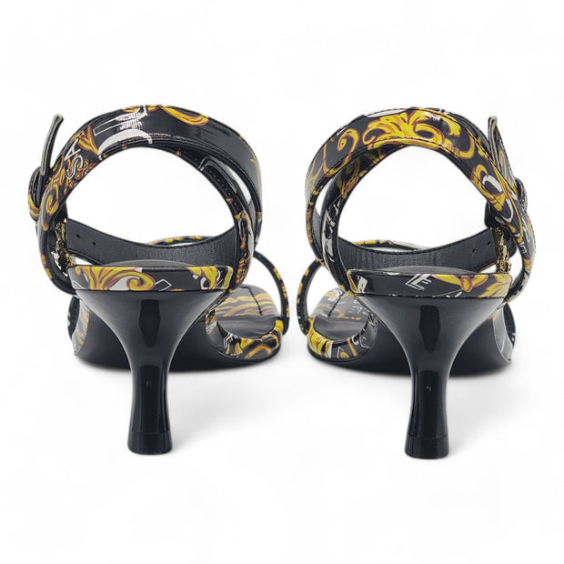 Versace Jeans Couture Fiona Heeled Sandals - Black & Gold 38