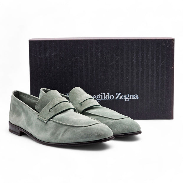 Zegna L'Asola Penny Loafers - Suede - Green 10US