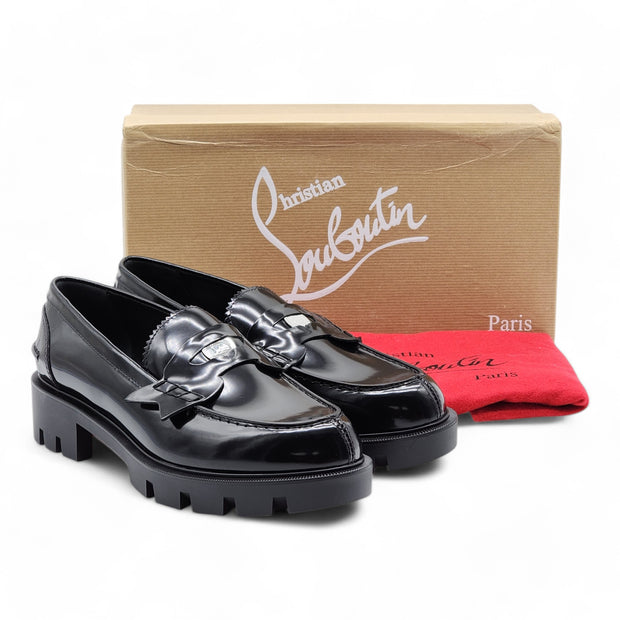 Christian Louboutin Penny Lug Loafers - Leather - Black - 38