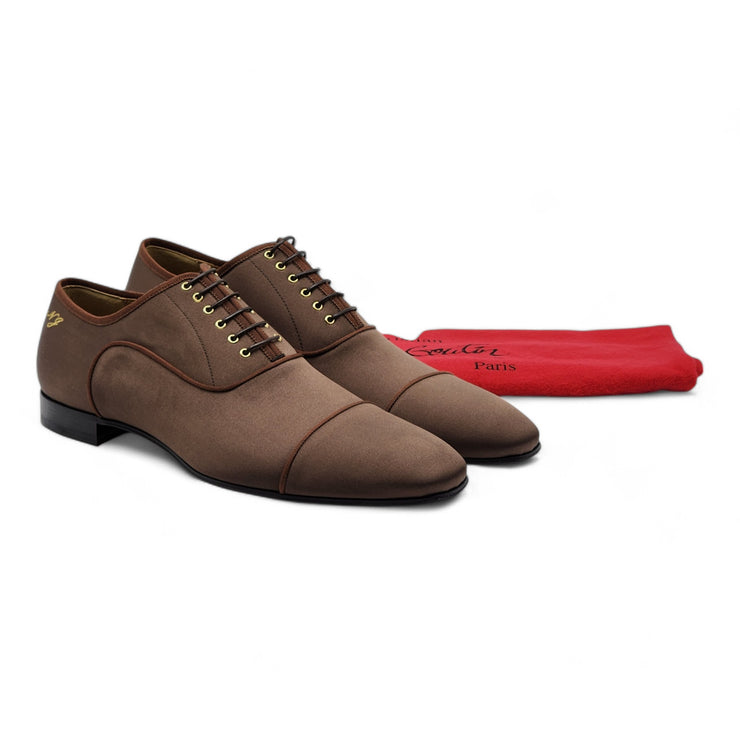 Christian Louboutin Greggo Oxford Shoes - Initials NJ - Satin - Brown - 44