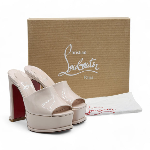 Christian Louboutin Amali Alta Platform Mules 130mm - Patent Leather - Cream - 37