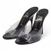 Christian Louboutin Just Arch Mules 100mm - PVC and Patent Leather - Black - 37