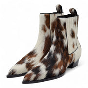 Christian Louboutin Cheliviss Low Boots - Hair-on Calf 'Meuh' - Brown and White - 39