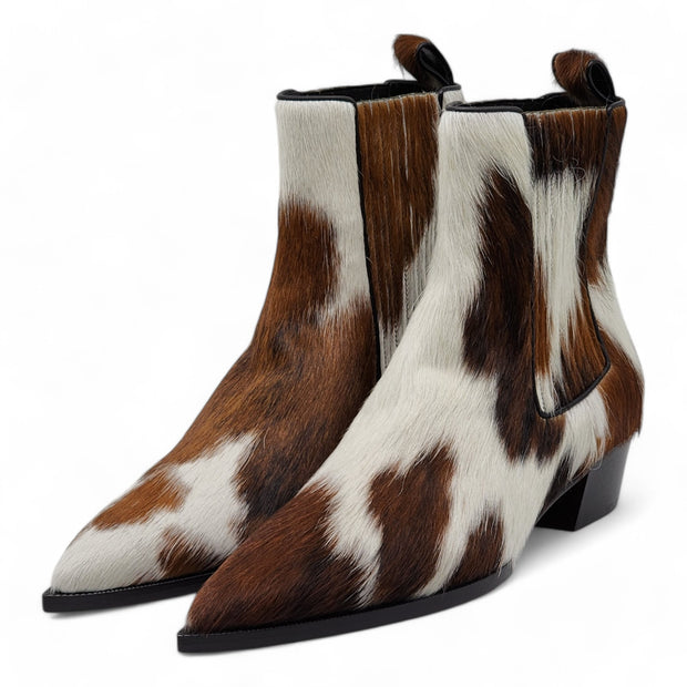 Christian Louboutin Cheliviss Low Boots - Hair-on Calf 'Meuh' - Brown and White - 40