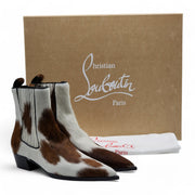 Christian Louboutin Cheliviss Low Boots - Hair-on Calf 'Meuh' - Brown and White - 40