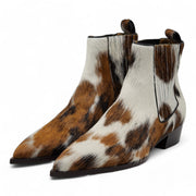 Christian Louboutin Cheliviss Low Boots - Hair-on Calf 'Meuh' - Brown and White - 44.5