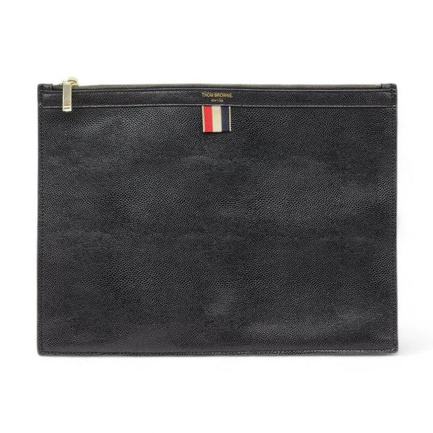 Thom Browne RWB Stripe Zip-Up Pouch - Leather - Black