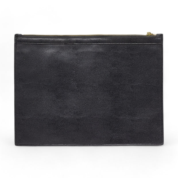 Thom Browne RWB Stripe Zip-Up Pouch - Leather - Black