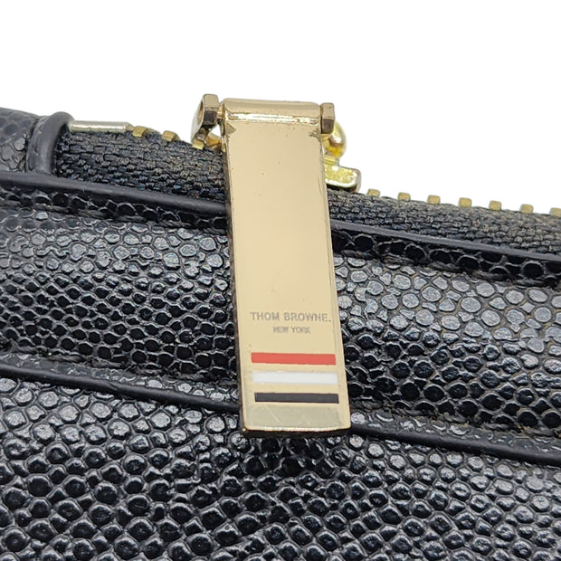 Thom Browne RWB Stripe Zip-Up Pouch - Leather - Black