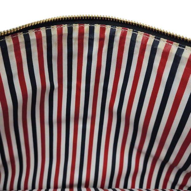 Thom Browne RWB Stripe Zip-Up Pouch - Leather - Black