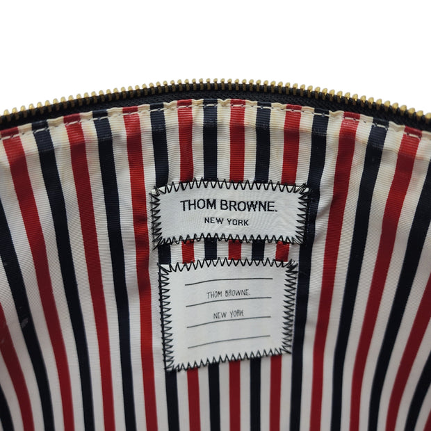 Thom Browne RWB Stripe Zip-Up Pouch - Leather - Black