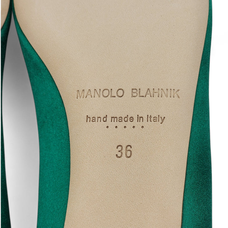 Manolo Blahnik Hangisiflat Jewel Buckle Flat Pumps - Satin - Green 36