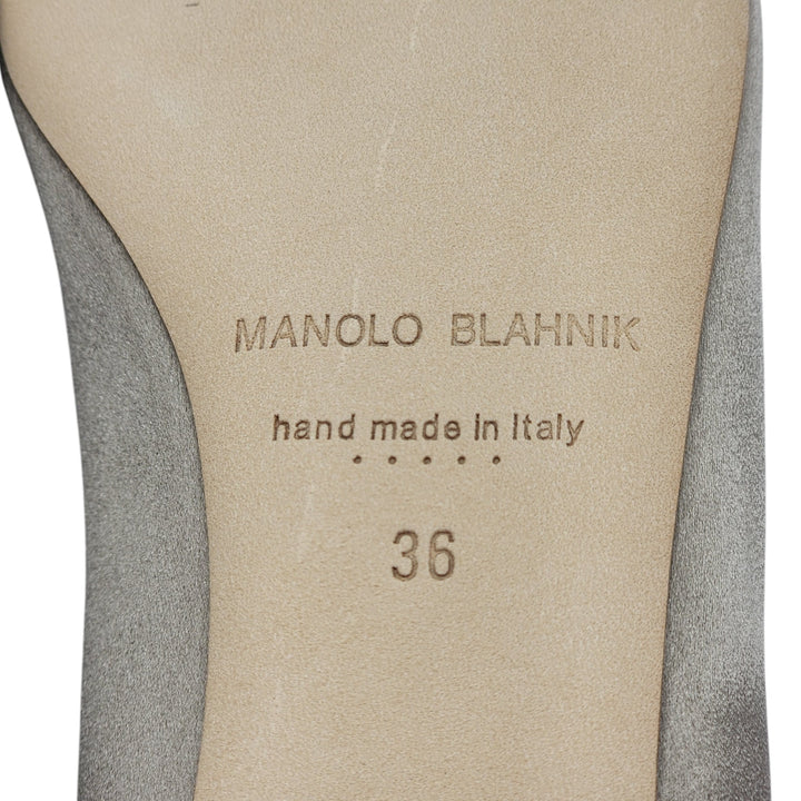 Manolo Blahnik Hangisiflat Jewel Buckle Flat Pumps - Satin - Champagne 36
