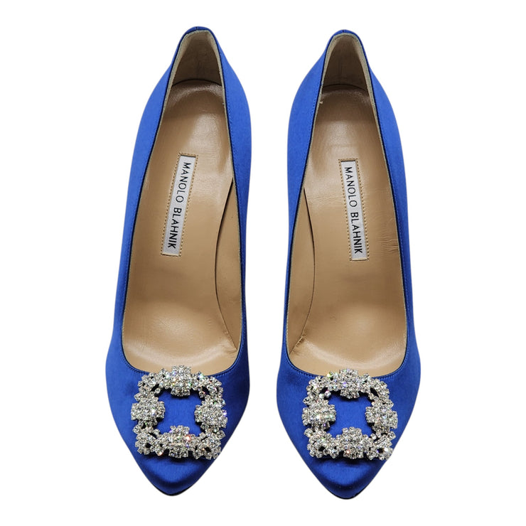 Manolo Blahnik Hangisi Pumps 105mm - Satin - Blue 40