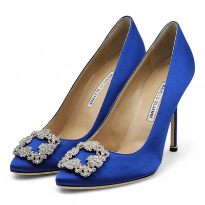 Manolo Blahnik Hangisi Pumps 105mm - Satin - Blue 40