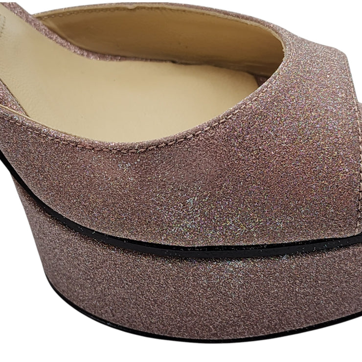 Jimmy Choo Peachy Platform Sandals 105mm - Glitter Fabric - Pink 35