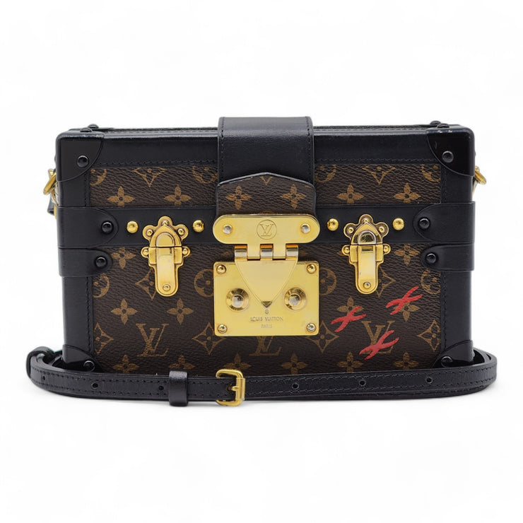 Louis Vuitton Monogram Petite Malle Trunk Clutch Shoulder Bag in Brown