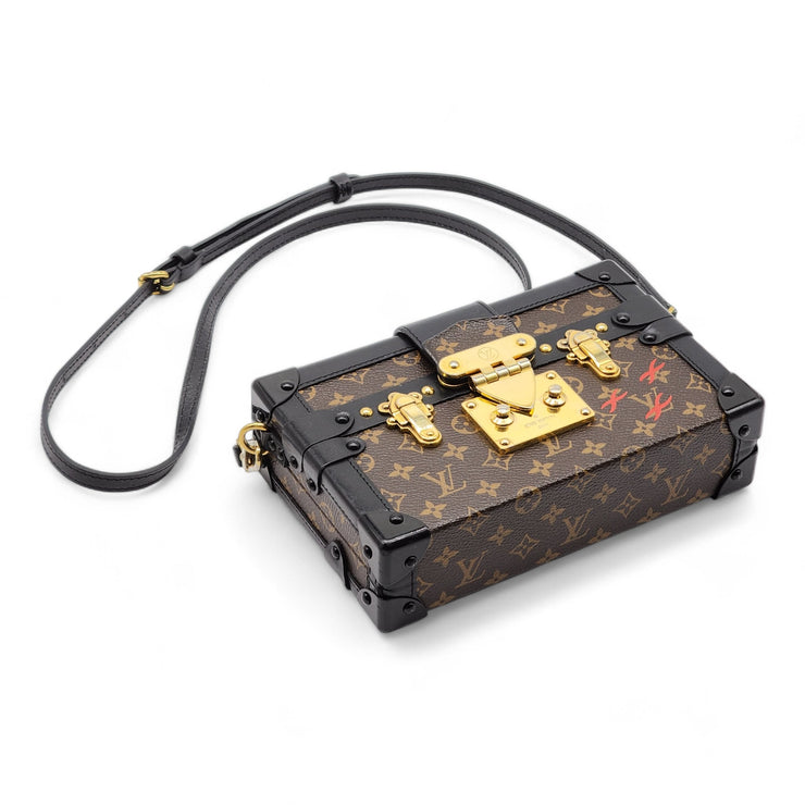 Louis Vuitton Monogram Petite Malle Trunk Clutch Shoulder Bag in Brown