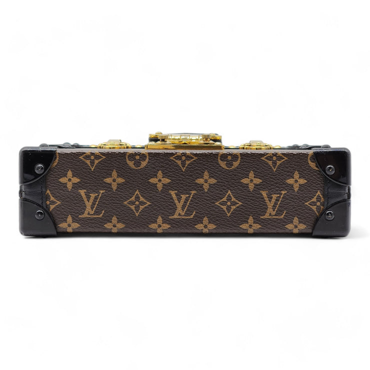 Louis Vuitton Monogram Petite Malle Trunk Clutch Shoulder Bag in Brown