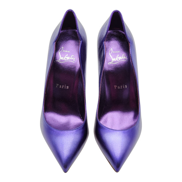 Christian Louboutin Hot Chick Pumps 100mm - Leather - Purple 37.5