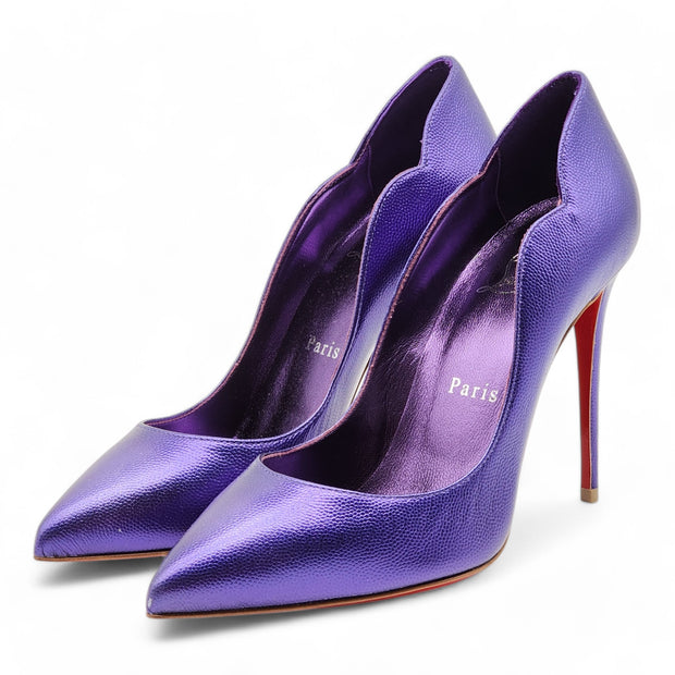 Christian Louboutin Hot Chick Pumps 100mm - Leather - Purple 37.5