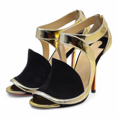 Christian Louboutin Rotonda Heeled Sandals 100 - Leather - Gold 34