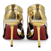 Christian Louboutin Rotonda Heeled Sandals 100 - Leather - Gold 34