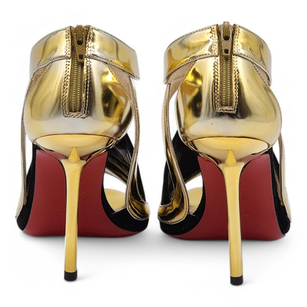 Christian Louboutin Rotonda Heeled Sandals 100 - Leather - Gold 34