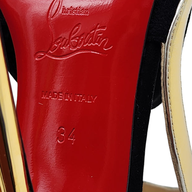 Christian Louboutin Rotonda Heeled Sandals 100 - Leather - Gold 34