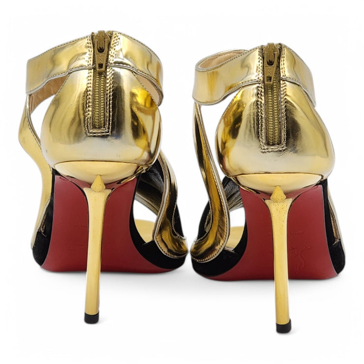 Christian Louboutin Rotonda Heeled Sandals 100 - Leather - Gold 34